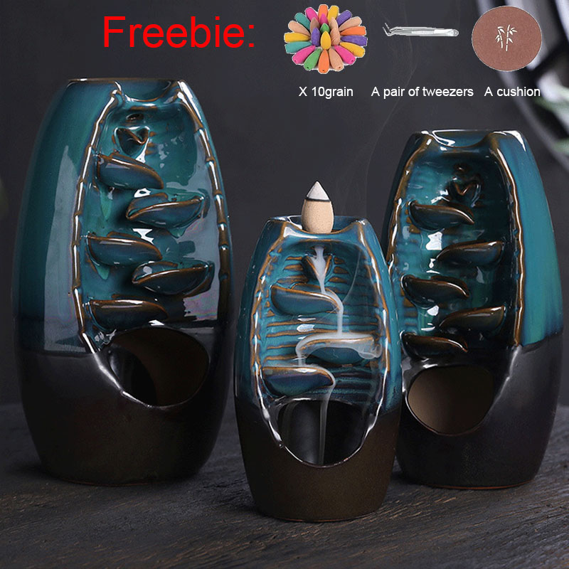 Home Fragrance Candles - ceramic lotus leaf lotus backflow incense