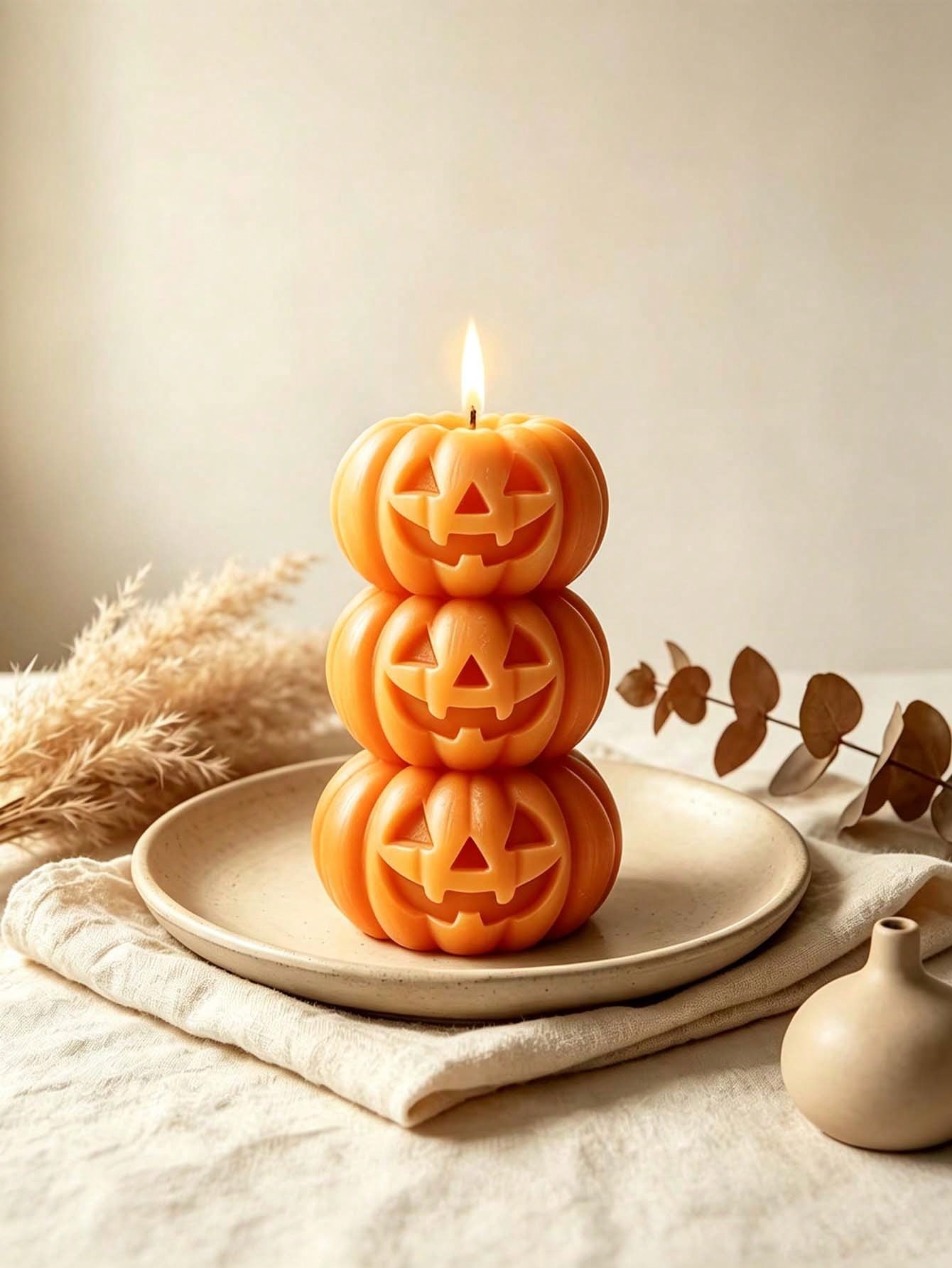 Home Fragrance Candles - 1pc Halloween 3-Layer Pumpkin Shaped Candle,